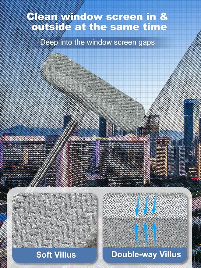 IMHO Cleaning Brush for Window Screen, Screen Cleaner Tool, 2 in 1 Mesh Screen - Image 2