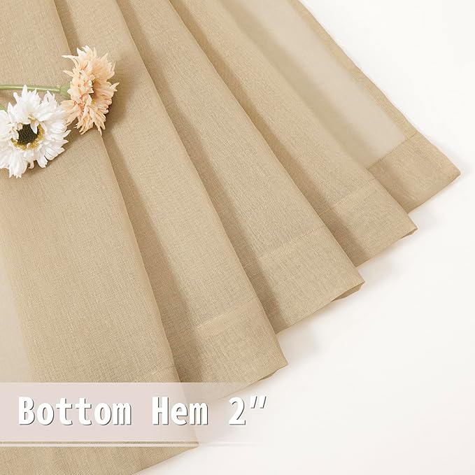 Tollpiz Sheer Door Curtains Closet Linen Textured Curtains Sheer Doorway Light - Image 7