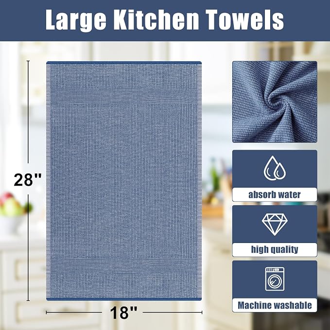 Homaxy Premium Kitchen Towels, Large Cotton Kitchen Hand Towels, Flat and Terry - Image 8