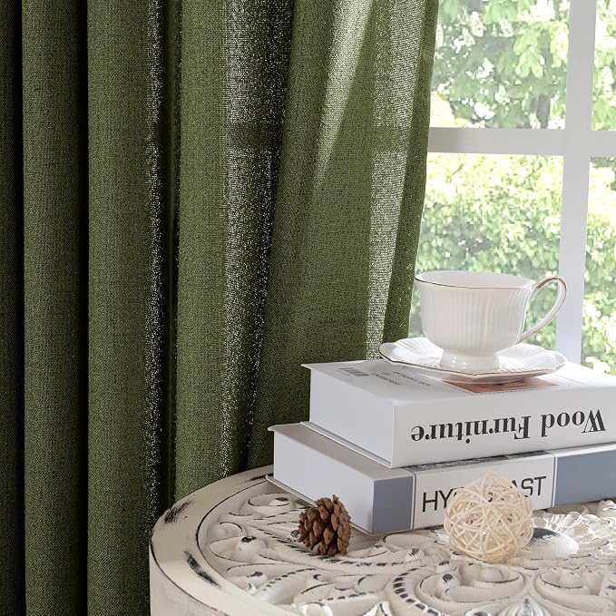 YoungsTex Olive Green Linen Curtains - Image 9