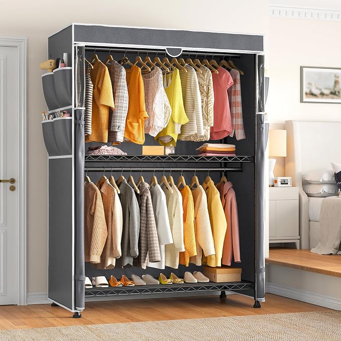 Raybee Clothes Rack with Cover, Portable with Wheels and Adjustable Feets - Image 3