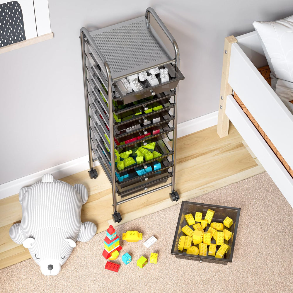 Seville Classics Rolling Utility Organizer Storage Cart, for Home Office, Sch...