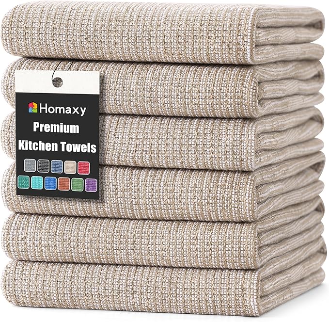 Homaxy Premium Kitchen Towels, Large Cotton Kitchen Hand Towels, Flat and Terry by Homaxy