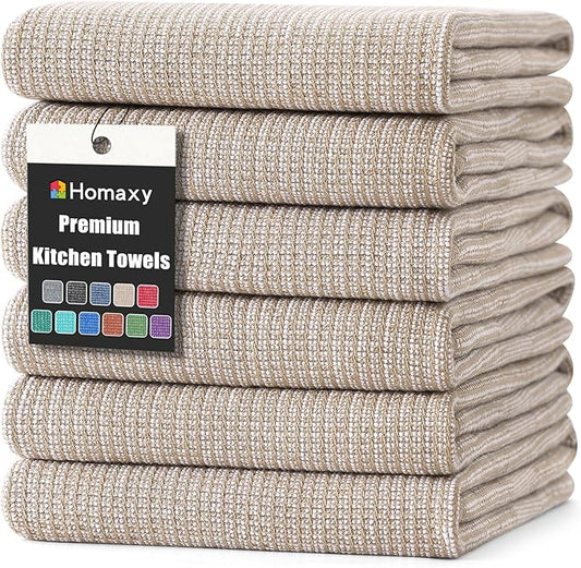 Homaxy Premium Kitchen Towels, Large Cotton Kitchen Hand Towels, Flat and Terry by Homaxy