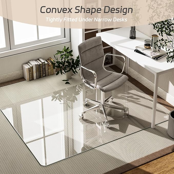 GLSLAND 46"x46" Tempered Glass Chair Mat Square Heavy-Duty Floor Protector - Image 3