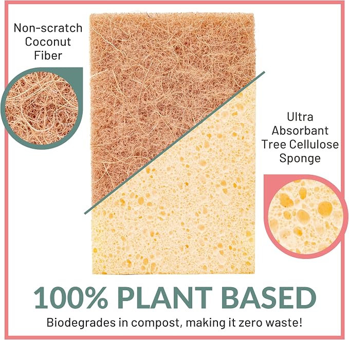 bioGo 24 Pack Biodegradable Kitchen Sponges - Image 2