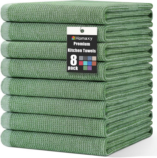 Homaxy Premium Kitchen Towels, Large Cotton Kitchen Hand Towels, Flat and Terry by Homaxy
