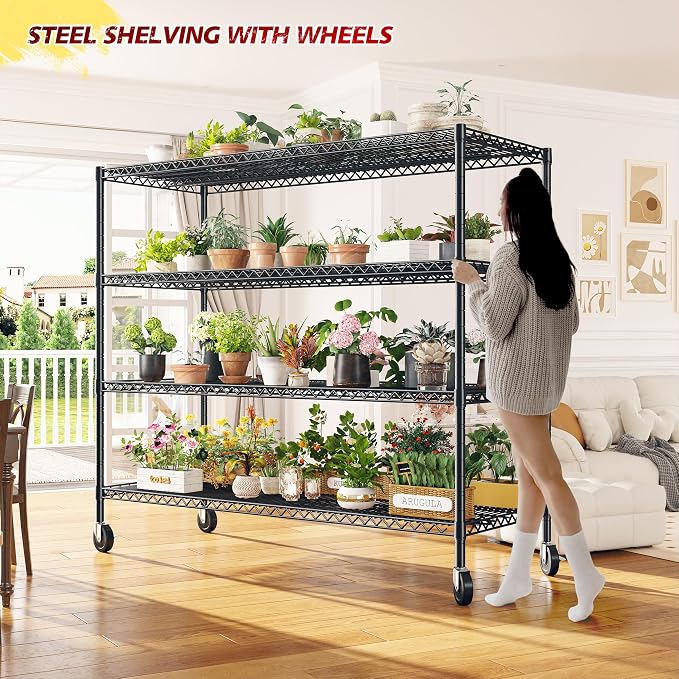 REIBII 55.5''W Storage Shelves 2500LBS Wire Shelving Rack - Image 6