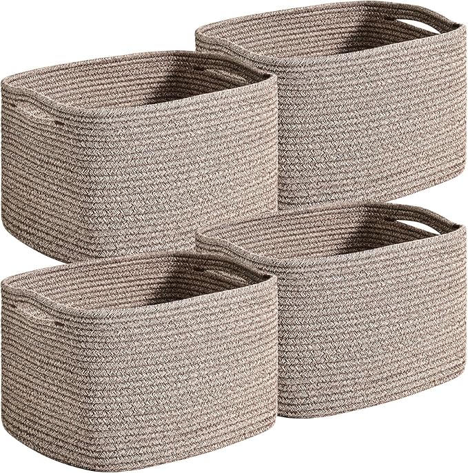Small Storage Baskets for Organizing Shelves, Cotton Rope Basket for Storage by Unknown