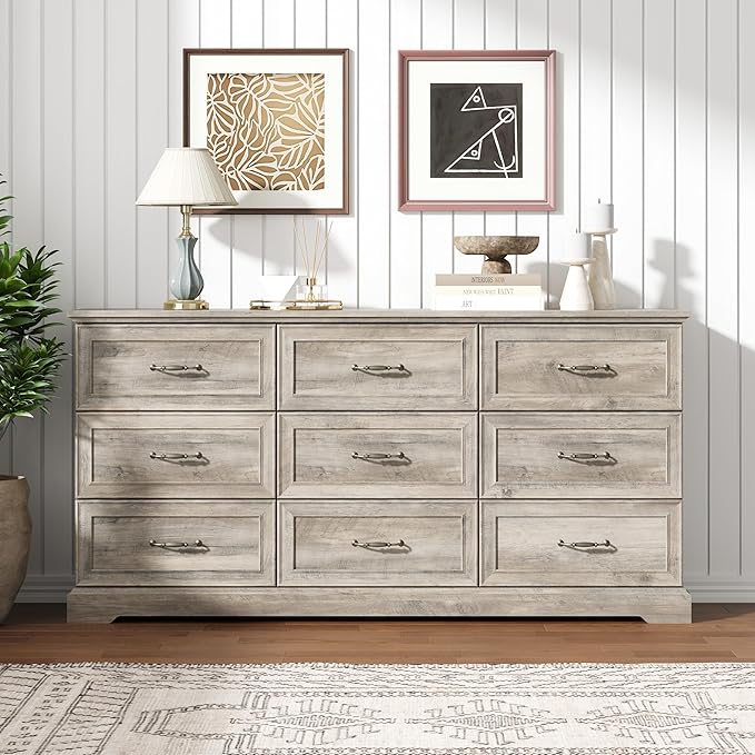 9 Drawer Dresser for Bedroom, Rustic Farmhouse Dresser - Image 3