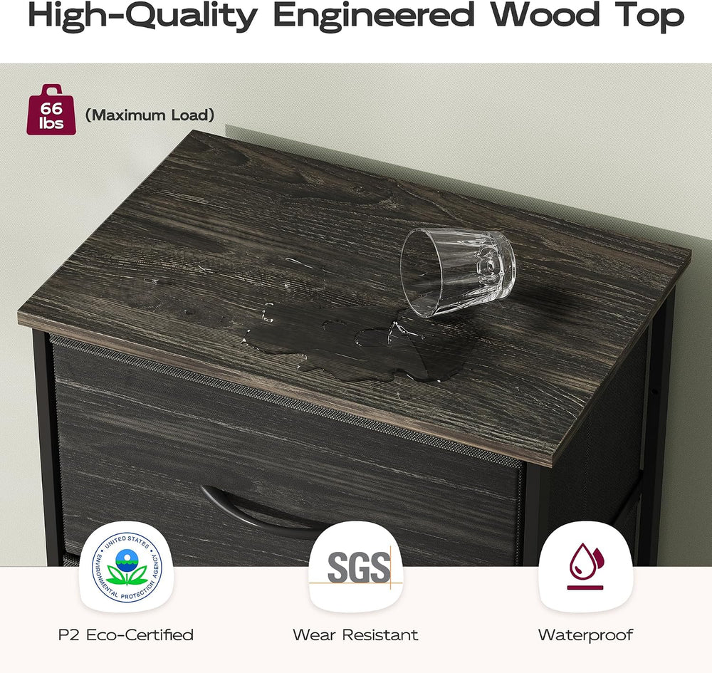 WLIVE 5 Drawer Dresser for Bedroom, Tall Chest of Drawers, Black Wood Grain