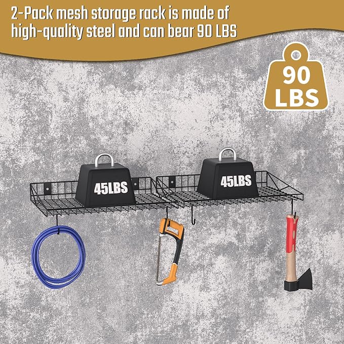2 Pack Garage Wall Shelf, Garage Wall Mounted Shelving, Heavy Duty Floating - Image 4