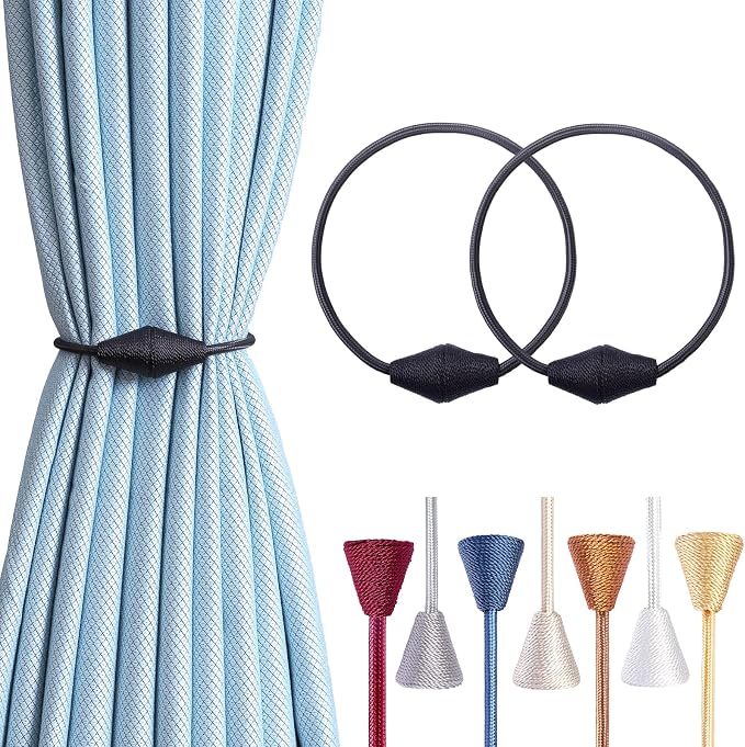 2 PCS Magnetic Curtain Tiebacks, European Style Convenient Drape Tie Backs by YUNTUOO