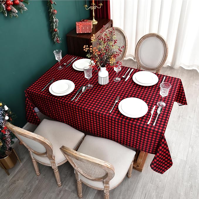 Gingham Xmas Tablecloth Fabric - Image 8