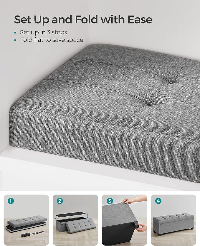 SONGMICS Storage Ottoman Bench, Foldable Foot Rest - Image 7