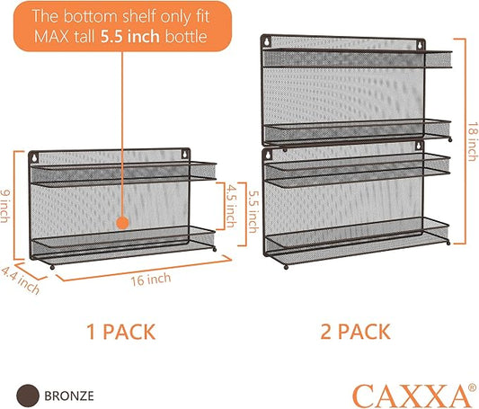 CAXXA 2 PK 2 Tier Mesh Kitchen Counter-top or Wall Mount Spice Rack Jars - Image 2