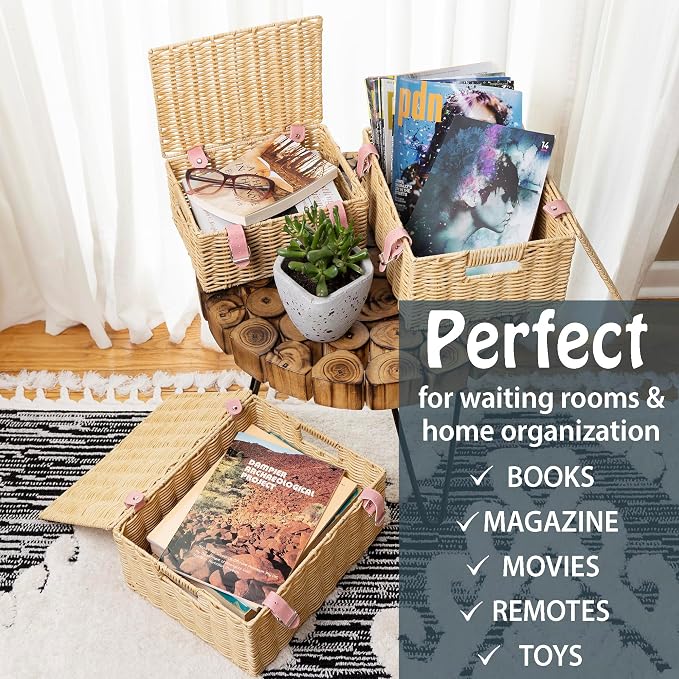 Wicker Storage Baskets with Lids – Set of 3 - Image 7