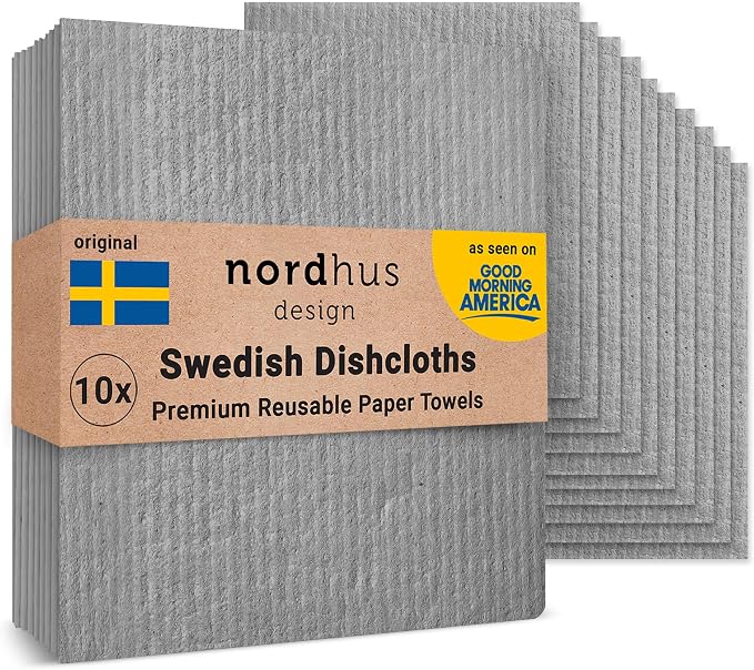 Nordhus Design Swedish Dishcloths, Washable Cellulose Cotton Kitchen Cloths by nordhusdesign