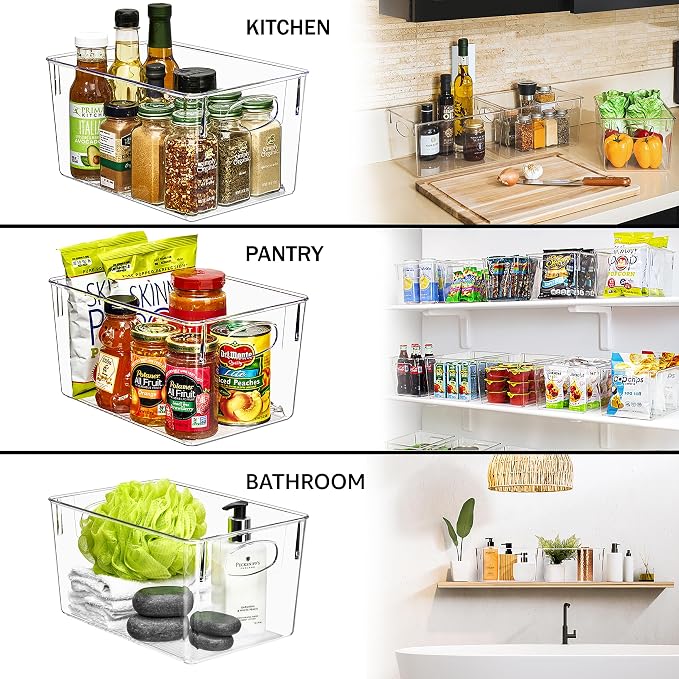 Sorbus 4 Pack Large Clear Plastic Storage Bins, Refrigerator, Under Sink - Image 6