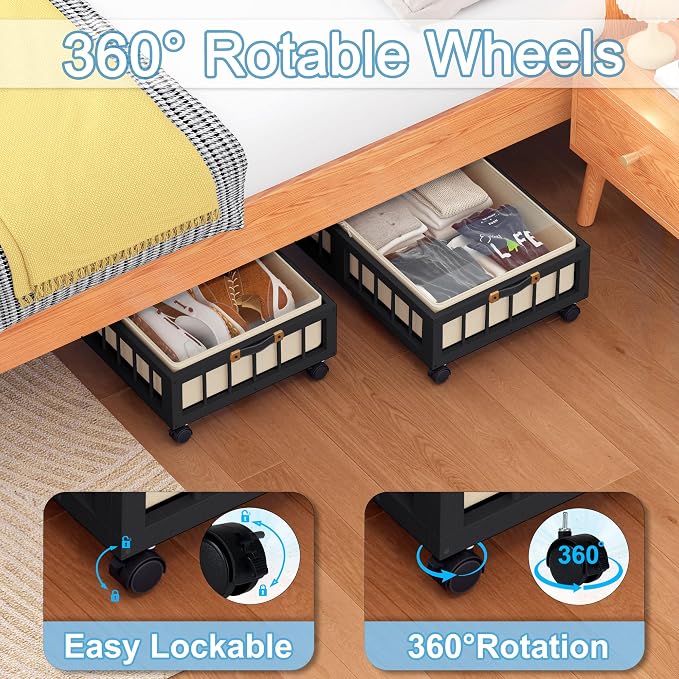 efluky 2-Pack Bamboo Under Bed Storage - Image 3