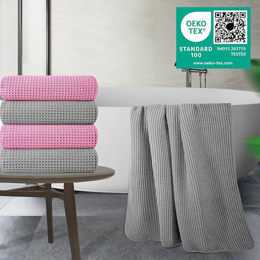 POLYTE Microfiber Oversize Quick Dry Lint Free Bath Towel, 60 x 30 in, 4 Pack - Image 2