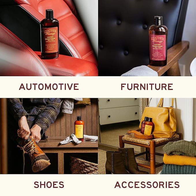 Leather Honey Complete Leather Care Kit: Cleaner, Conditioner, 2 Cloths. - Image 2