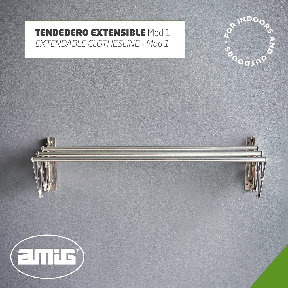 Amig - Extendable Wall Clothesline | High Strength Aluminium | Stainless Stee...