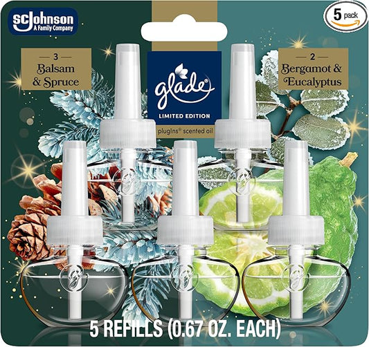 Glade PlugIns Refills Air Freshener, Balsam & Spruce and Bergamot & Eucalyptus by Glade