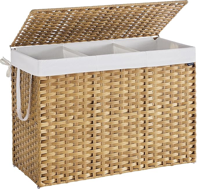 SONGMICS Laundry Hamper with Lid, 52.8 Gallon Synthetic Rattan Clothes Laundry by SONGMICSbySONGMICSHOME