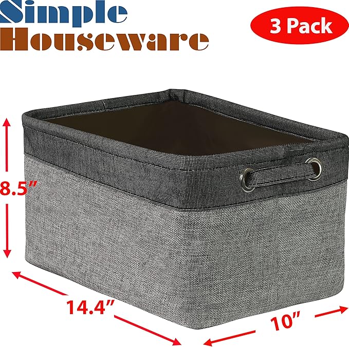SIMPLE HOUSEWARE Large Fabric Storage Bin, 14.4" x 10" - Image 5