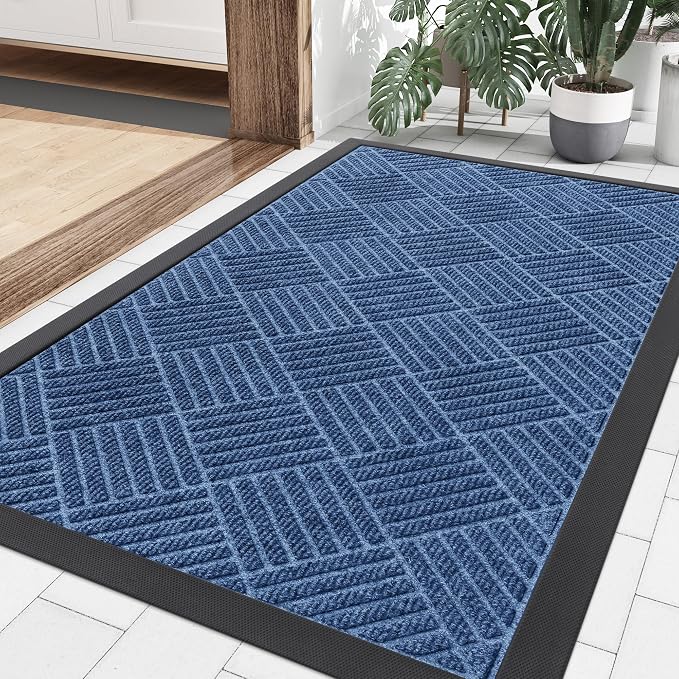 Smiry Front Door Mat Outside Entrance, Heavy Duty Outdoor Indoor Natural Rubber by Smiry