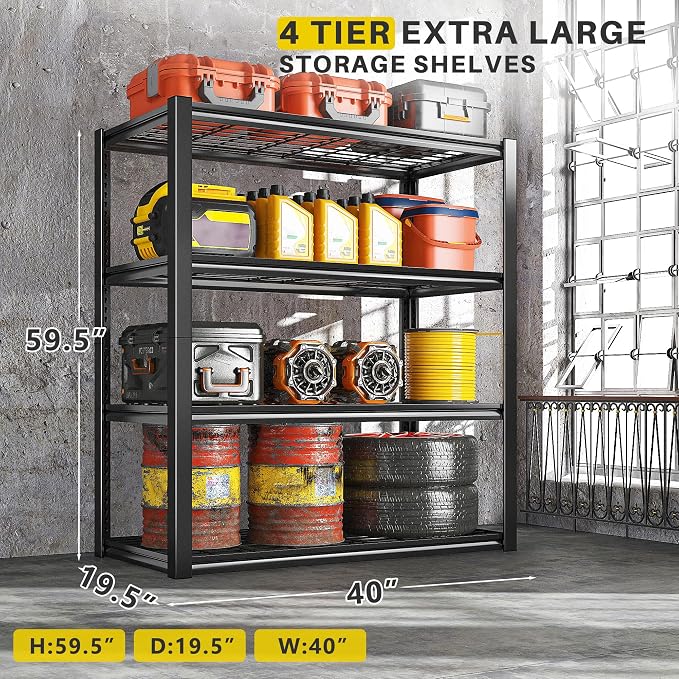REIBII 40" W Garage Shelving 2240 LBS Storage Shelves Adjustable Heavy Duty - Image 3