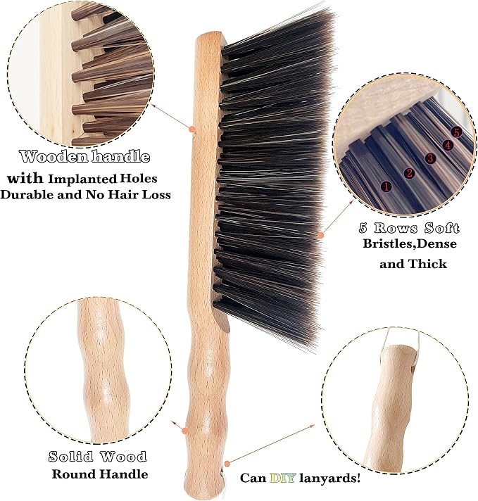 Hand Broom Beech Wood Brush, Dust Brush, Duster - Image 2