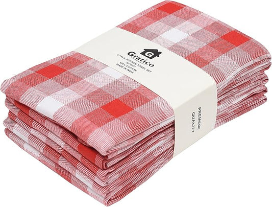 Kitchen Towels Set of 6 Soft Premium Cotton Highly Absorbent Dish Towels 20X30 by Gratico