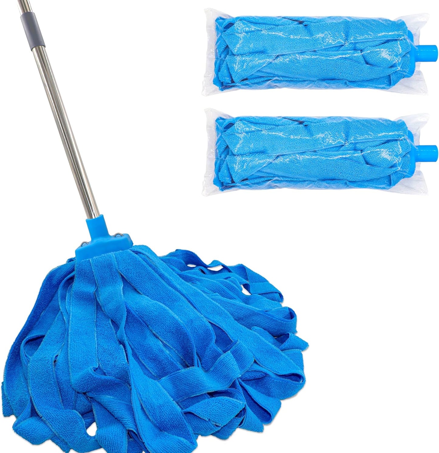 EaseYourDay Microfiber String Mop, 5.2ft. Stainless Steel Pole, 2 Mop Heads
