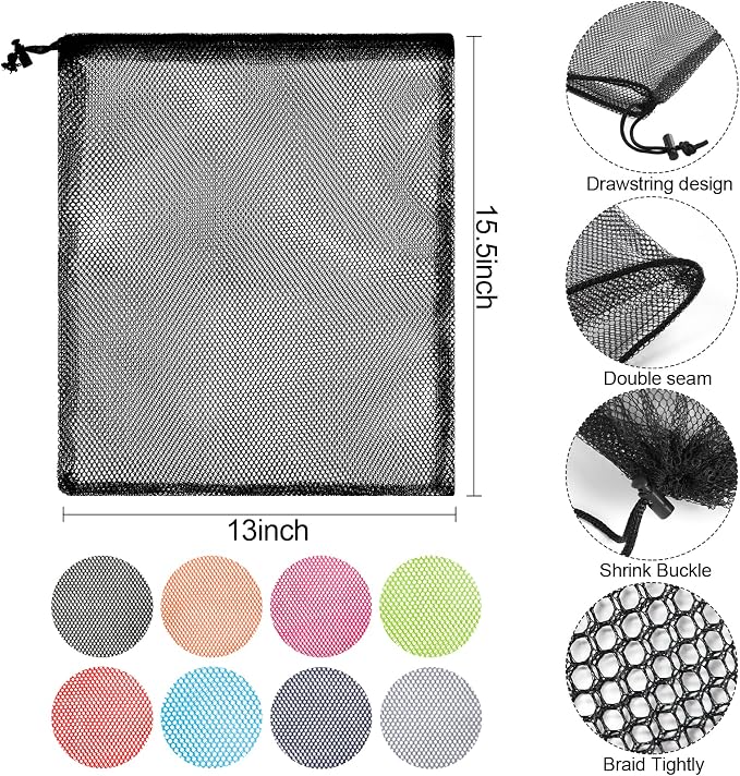 iMucci 13"X15.5" 24Pcs Mesh Laundry Drawstring Bag Nylon Drawstring Gym Bag - Image 3