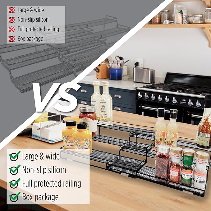 3 Tier Wide Expandable Cabinet Spice Rack Organizer - Image 7