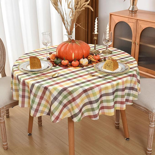 Waterproof Plaid Tablecloth Fabric by Essifunia
