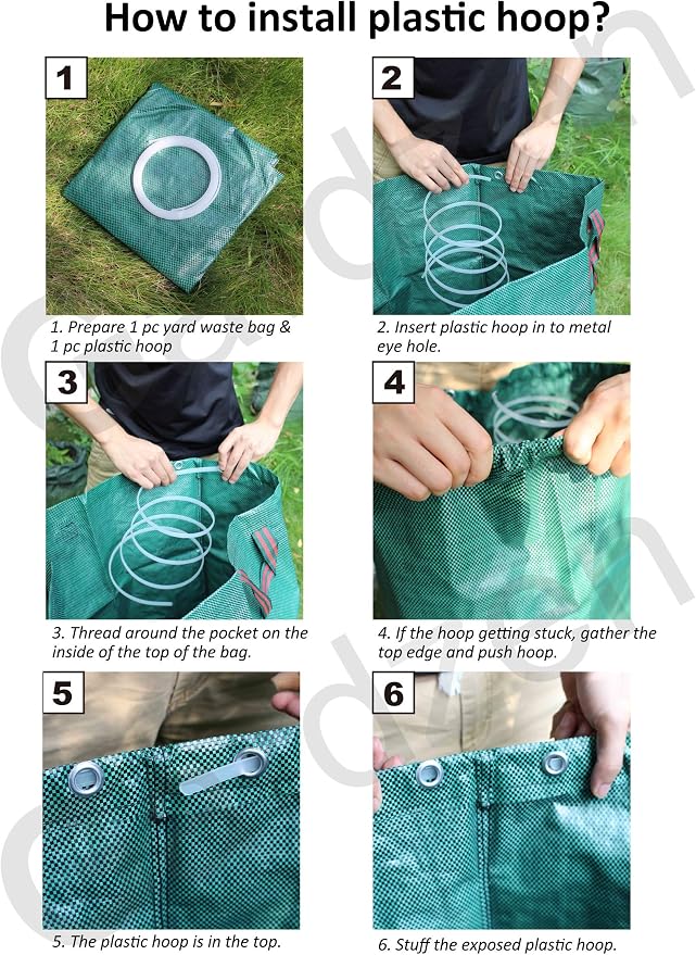 Gardzen 3-Pack 32 Gallon Yard Waste Bags, Reusable Heavy Duty Collapsible - Image 4