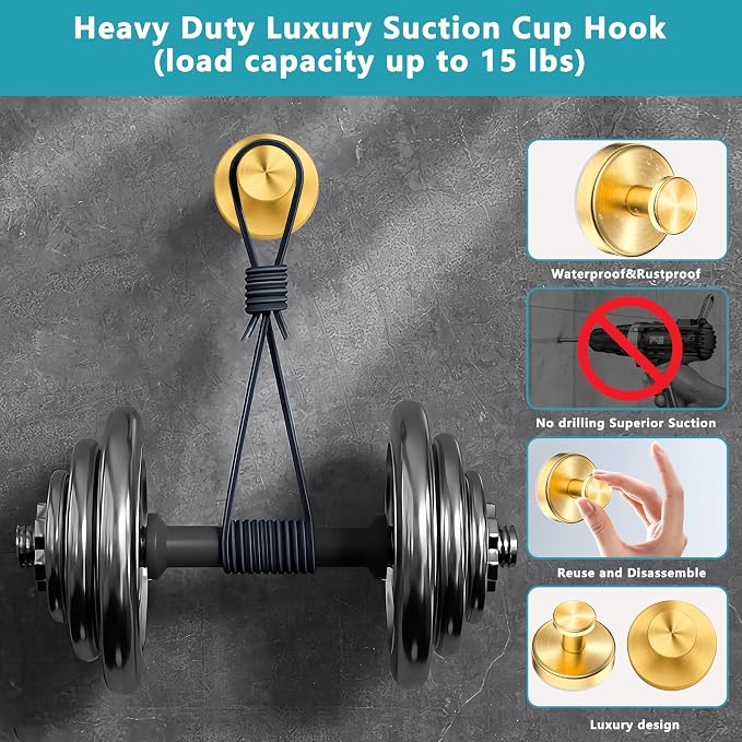 Suction Cup Hooks for Shower, Wreath Hanger for Front Door, Removable No Drill - Image 5