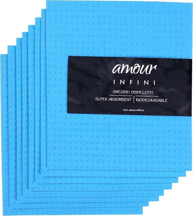 AMOUR INFINI Swedish Dishcloth Cellulose Sponge 8 Pack by AmourInfini