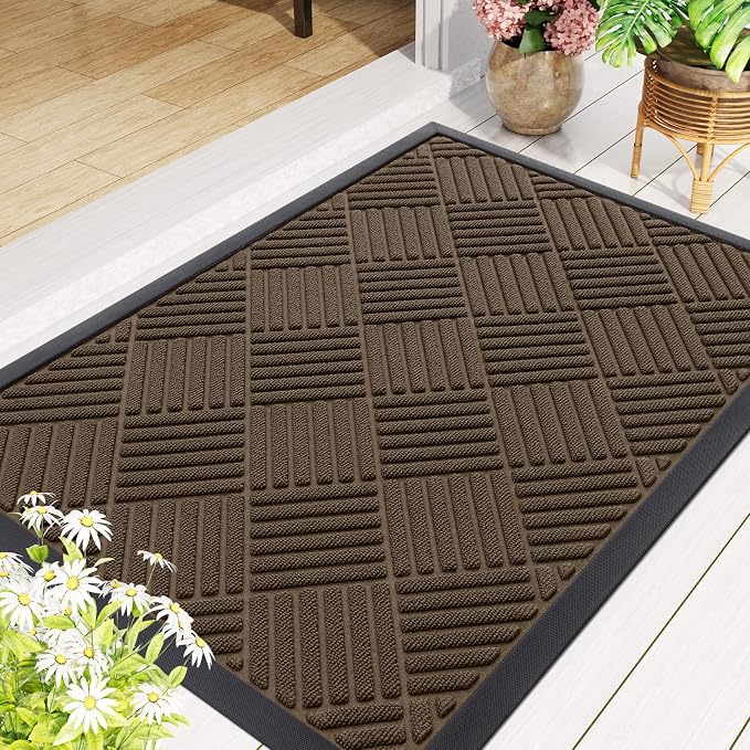 Smiry Front Door Mat Outside Entrance, Heavy Duty Outdoor Indoor Mat, Natural - Image 8