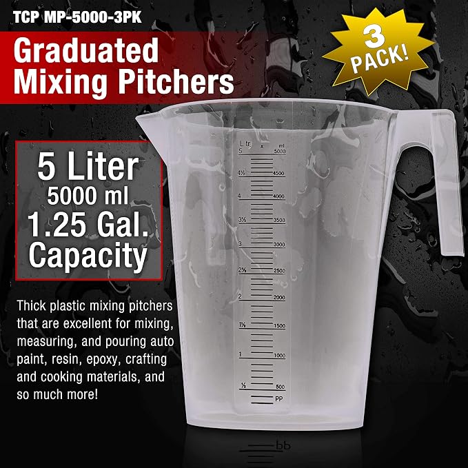 TCP Global 5 Liter Gallon Plastic Graduated Measuring and Mixing Pitcher - Image 2