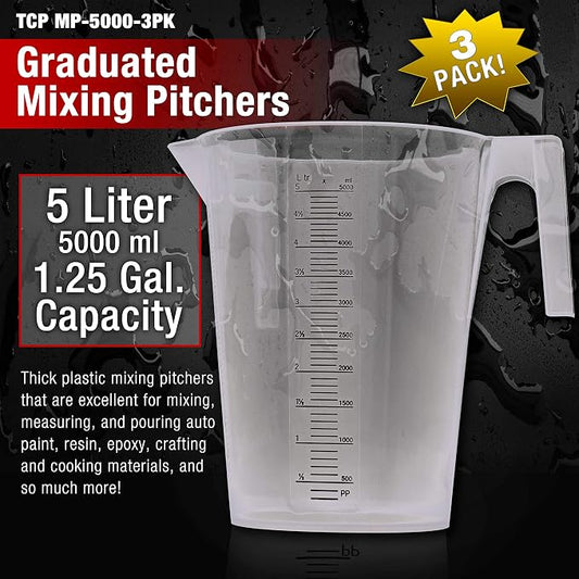 TCP Global 5 Liter Gallon Plastic Graduated Measuring and Mixing Pitcher - Image 2