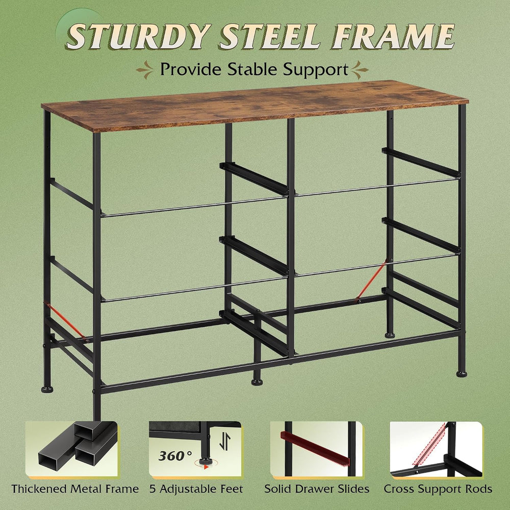 WLIVE Dresser for Bedroom with 6 Fabric Drawers, Black and Rustic Brown