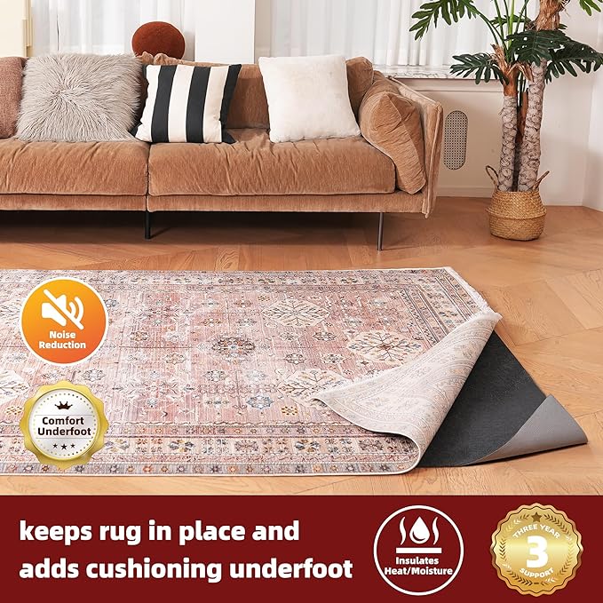 BAGAIL Felt and Natural Rubber Backing Rug Pads 1/4” Thick, 8 x 10 Ft Non Slip - Image 2
