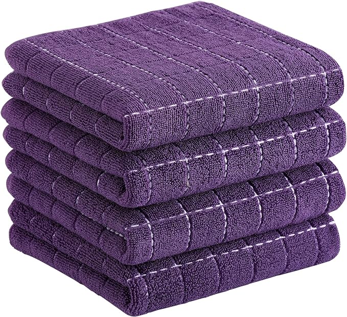 Homaxy 100% Cotton Terry Kitchen Towels, Checkered Designed, Soft and Super by Homaxy