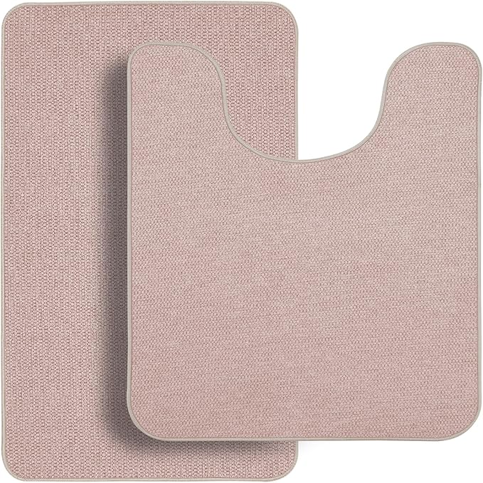 Bathroom Rugs Set 2 Pieces, Thin Bathroom Mats, Toilet Rugs, Quick Dry by BosapDirect