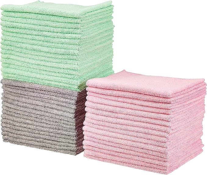 Amazon Basics Microfiber Cleaning Cloths, Non-Abrasive, Reusable and Washable by AmazonBasics