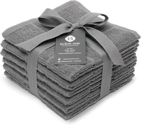 100% Cotton Terry Dish Cloth & Dish Towel, 6 Pack, Super Soft and Absorbent by Ecotribe